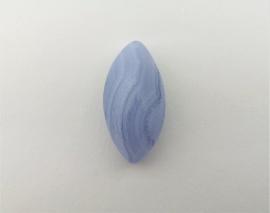 Blauer Chalcedon Anhänger gebohrt – gebänderter Naturstein, Navette ca. 30 × 15 mm – Bild 6