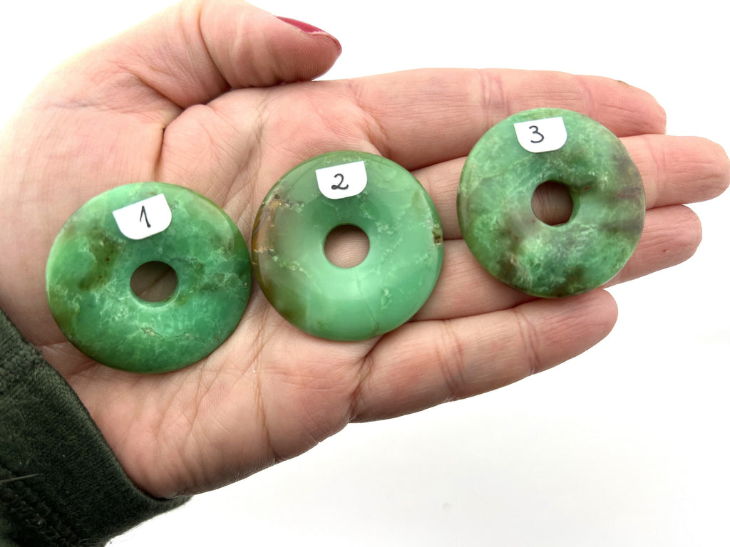 Chrysopras Donuts – Größenansicht