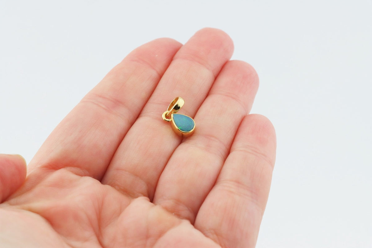 Australischer Edelopal Anhänger – vergoldetes 925 Silber – Bild 5