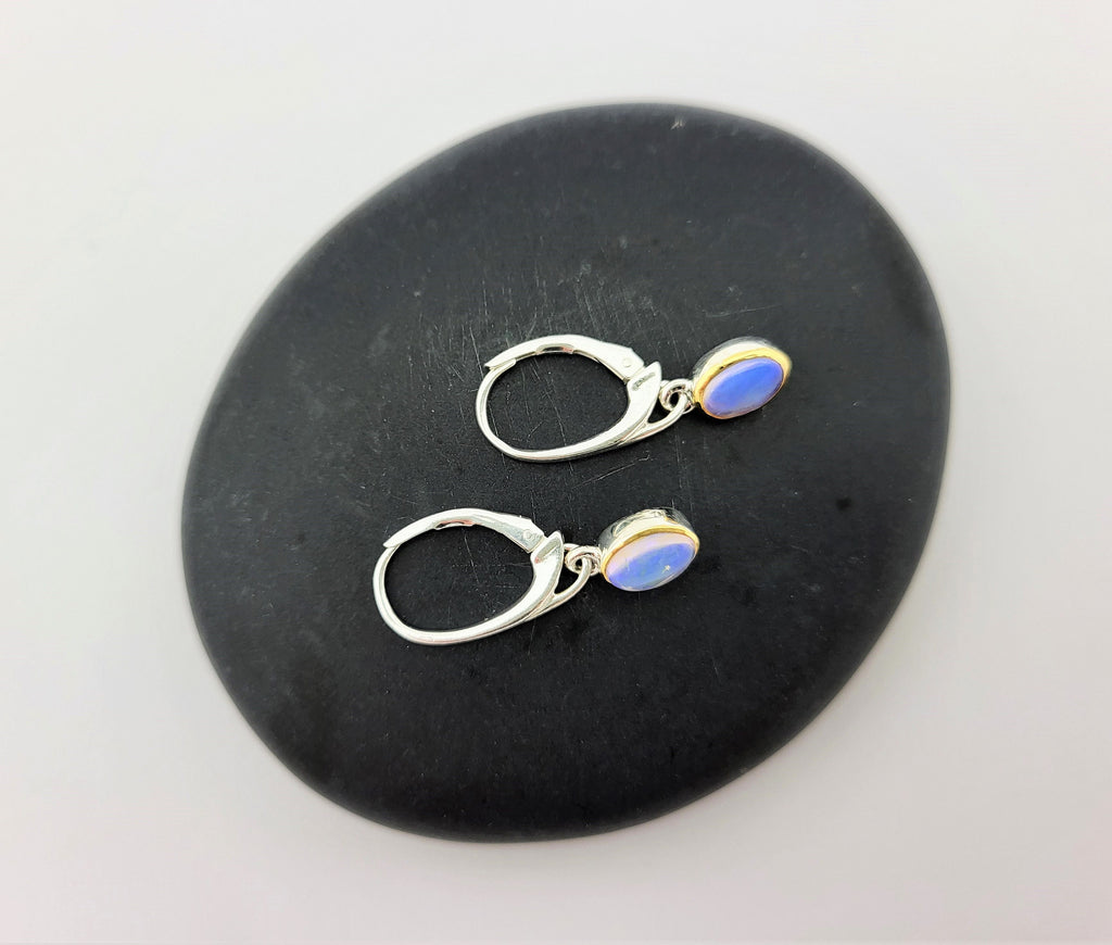 Edelopal Ohrhänger – vergoldetes 925 Silber, Brisur – Bild 2