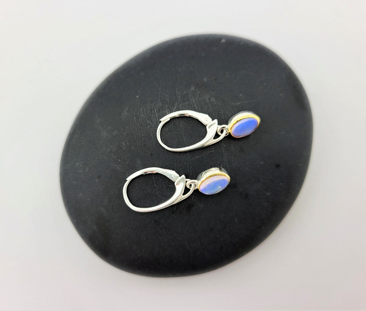 Edelopal Ohrhänger – vergoldetes 925 Silber, Brisur – Bild 2