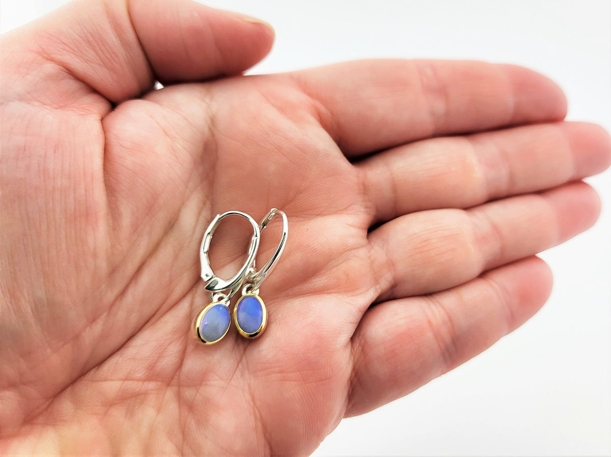 Edelopal Ohrhänger – vergoldetes 925 Silber, Brisur – Bild 3