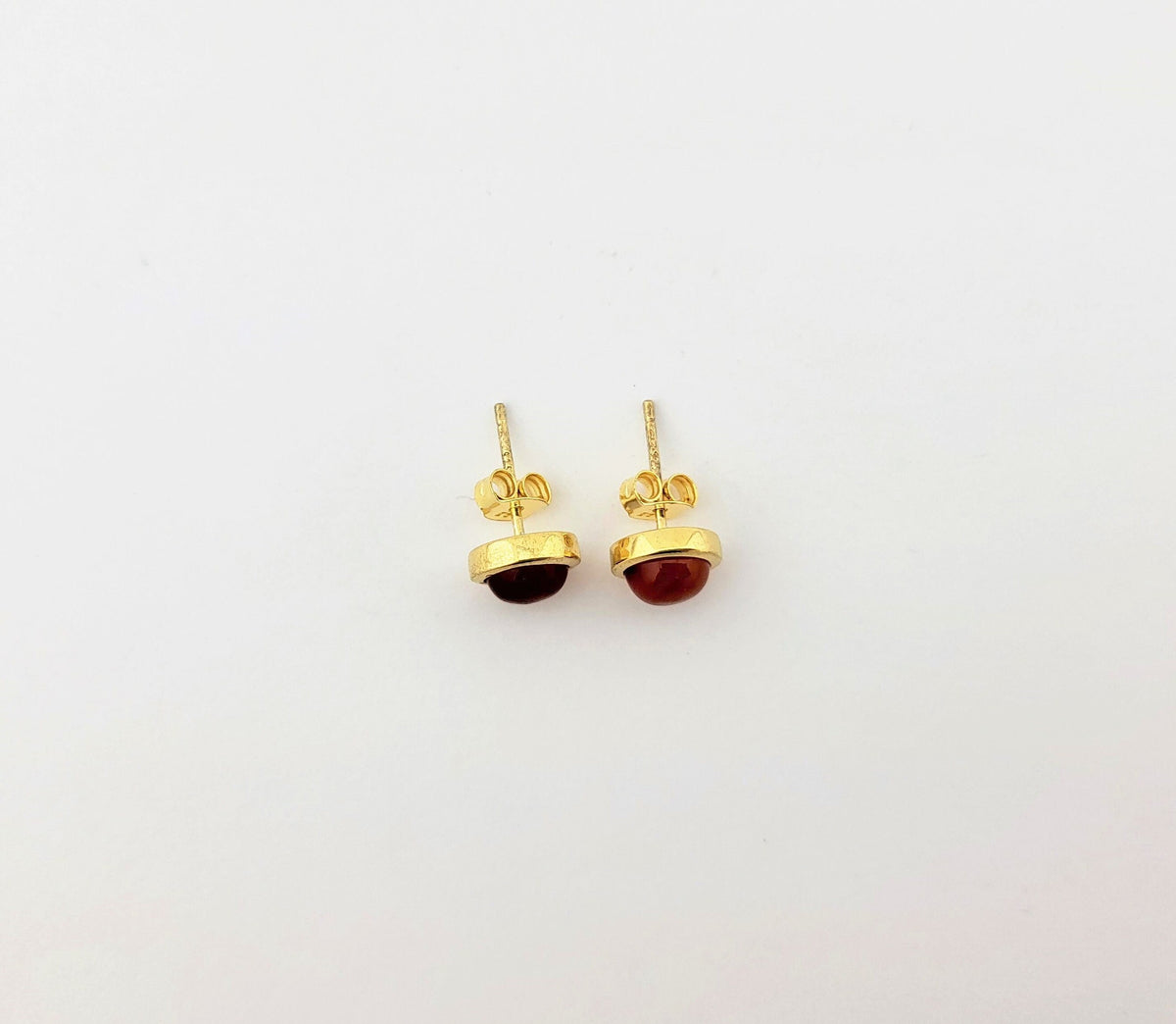 Karneol Ohrstecker – vergoldetes 925 Silber, rund, Brasilien – Bild 3