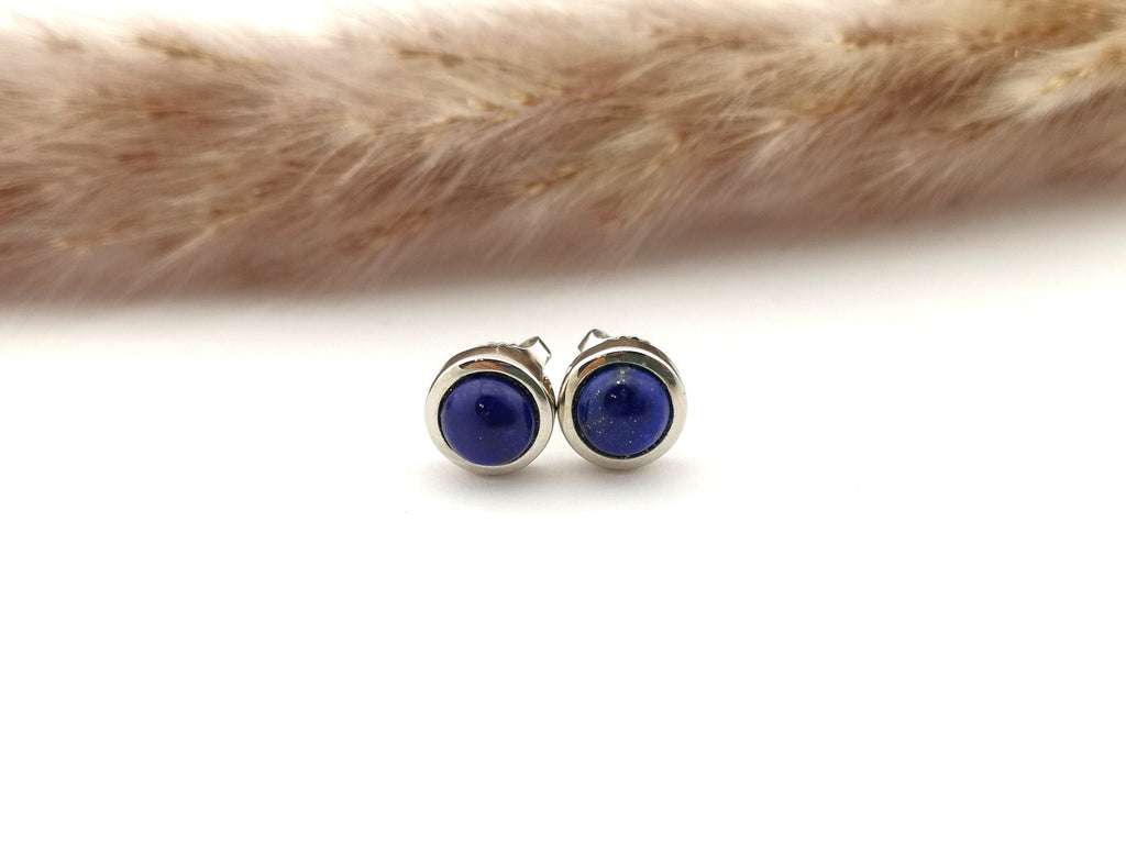 Lapislazuli Ohrstecker – rhodiniertes 925 Silber, Afghanistan – Bild 1