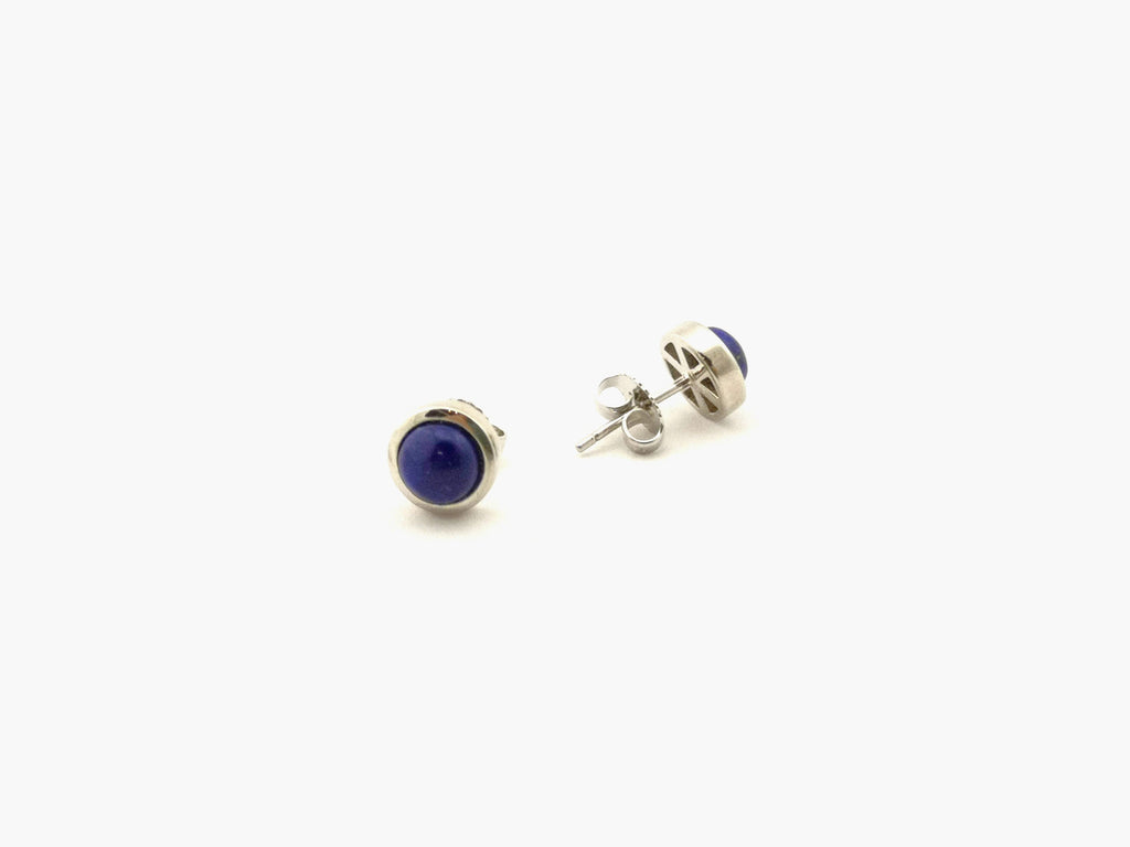 Lapislazuli Ohrstecker – rhodiniertes 925 Silber, Afghanistan – Bild 2