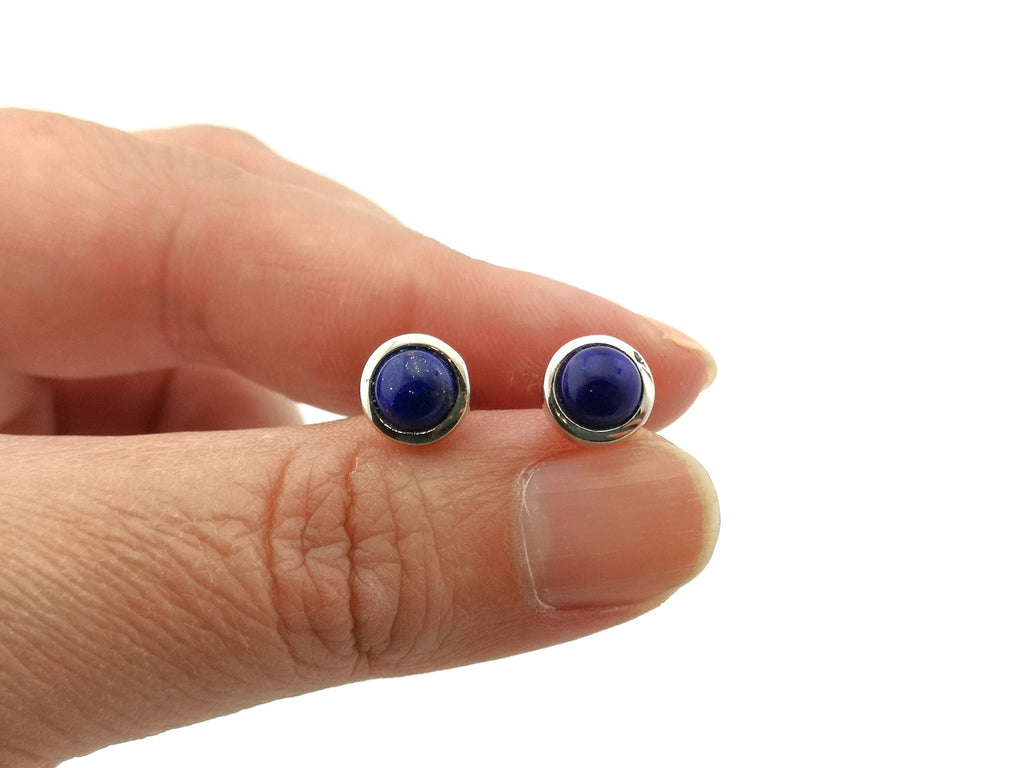 Lapislazuli Ohrstecker – rhodiniertes 925 Silber, Afghanistan – Bild 4