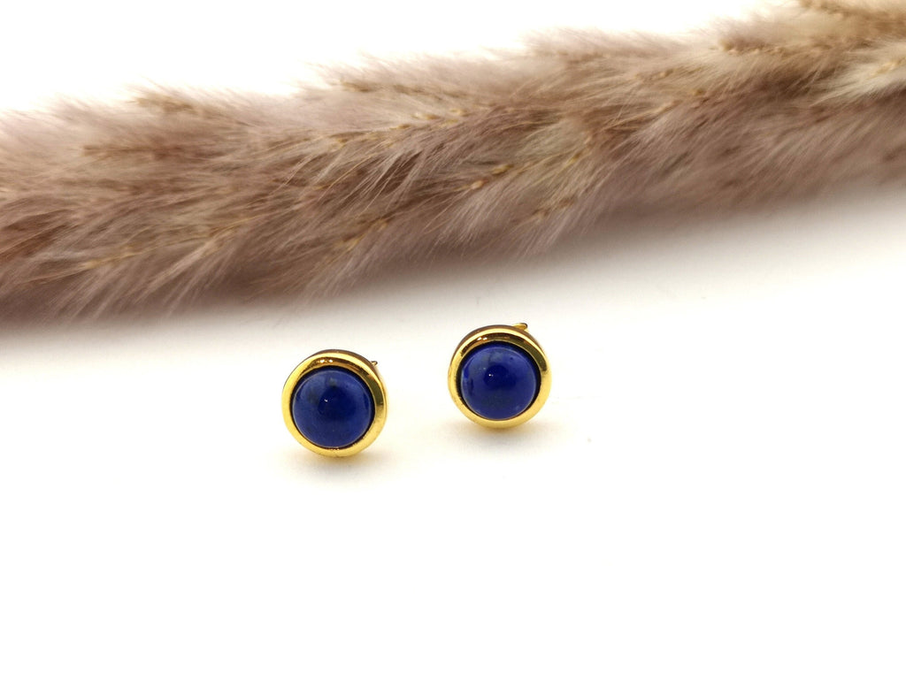 Lapislazuli Ohrstecker – vergoldetes 925 Silber, Afghanistan – Bild 1