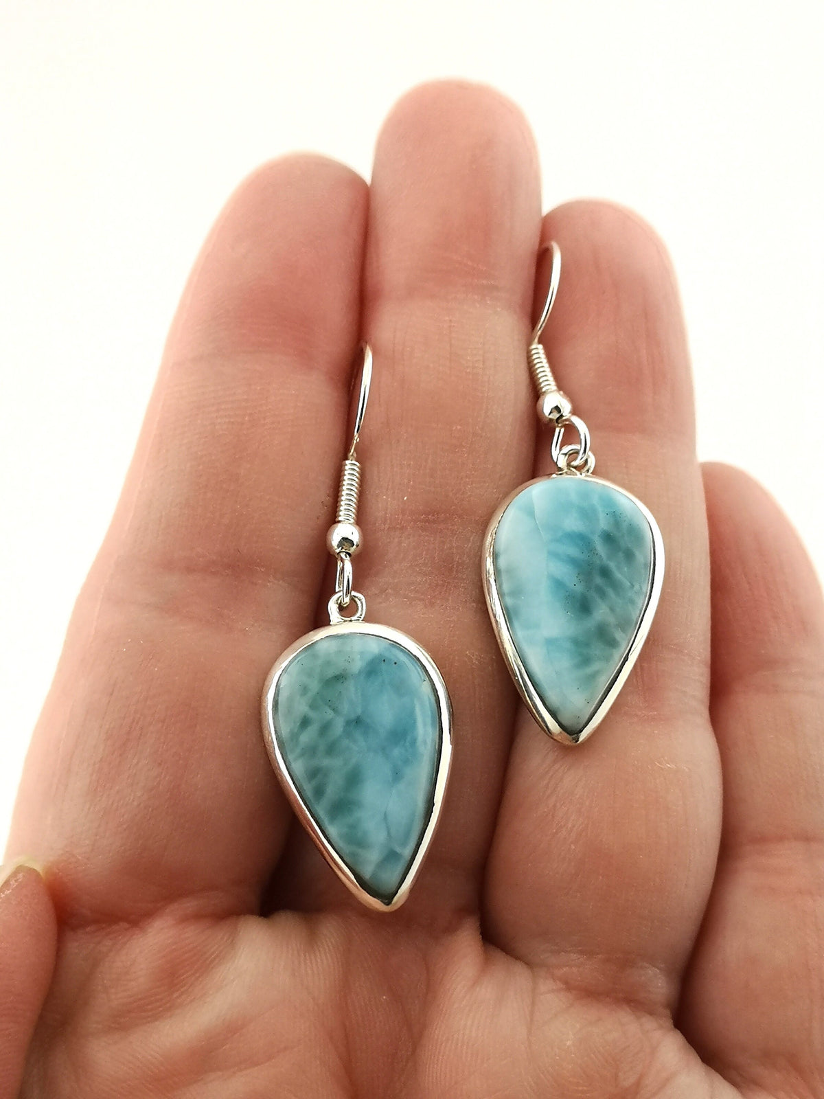 Larimar Ohrhänger – 925 Silber, Tropfen – Bild 4