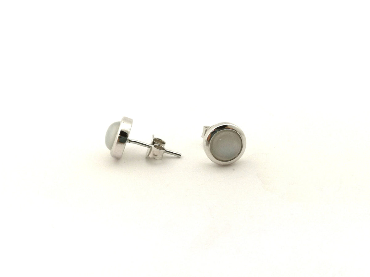 Mondstein Ohrstecker – rhodiniertes 925 Silber, Madagaskar – Bild 3
