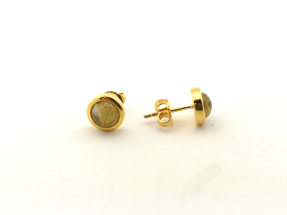 Rutilquarz Ohrstecker – vergoldetes 925 Silber, AAA Qualität – Bild 2