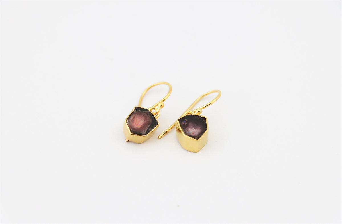 Wassermelonen-Turmalin Ohrhänger – vergoldetes 925 Silber – Bild 5
