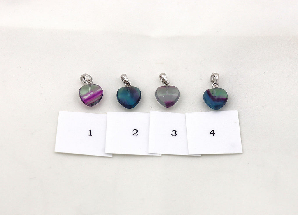 Fluorit Herz Anhänger aus 925 Silber – Regenbogenfluorit Schmuck – Bild 2