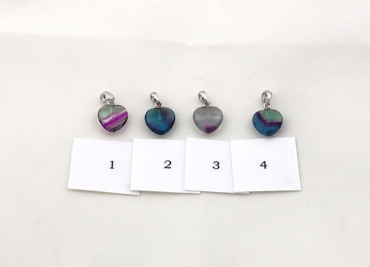 Fluorit Herz Anhänger aus 925 Silber – Regenbogenfluorit Schmuck – Bild 2