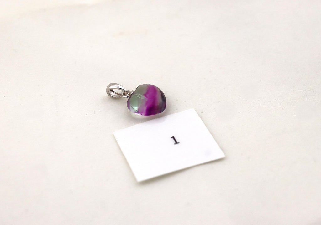 Fluorit Herz Anhänger aus 925 Silber – Regenbogenfluorit Schmuck – Bild 3