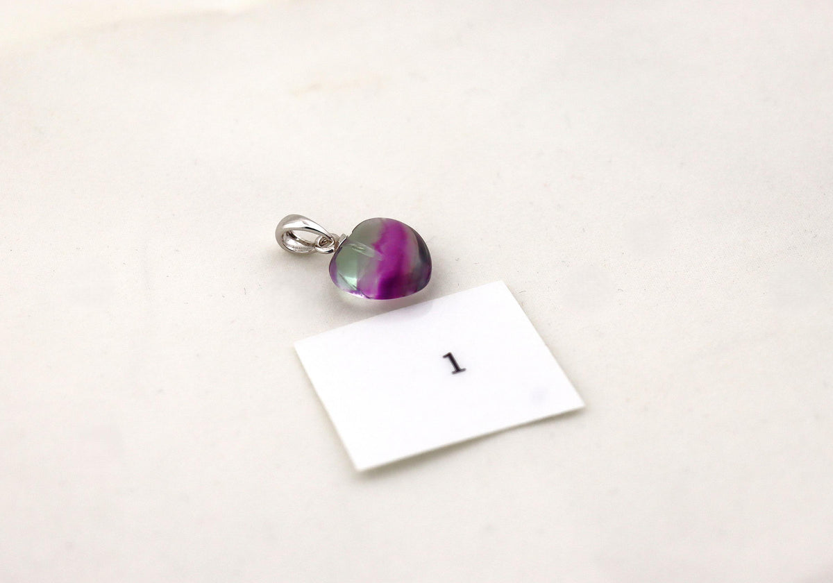 Fluorit Herz Anhänger aus 925 Silber – Regenbogenfluorit Schmuck – Bild 3