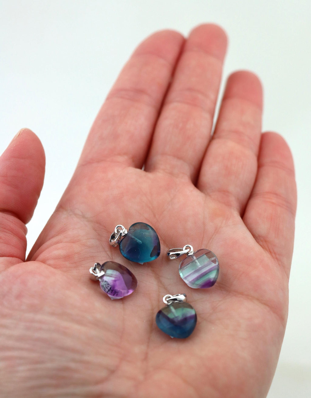 Fluorit Herz Anhänger aus 925 Silber – Regenbogenfluorit Schmuck – Bild 7