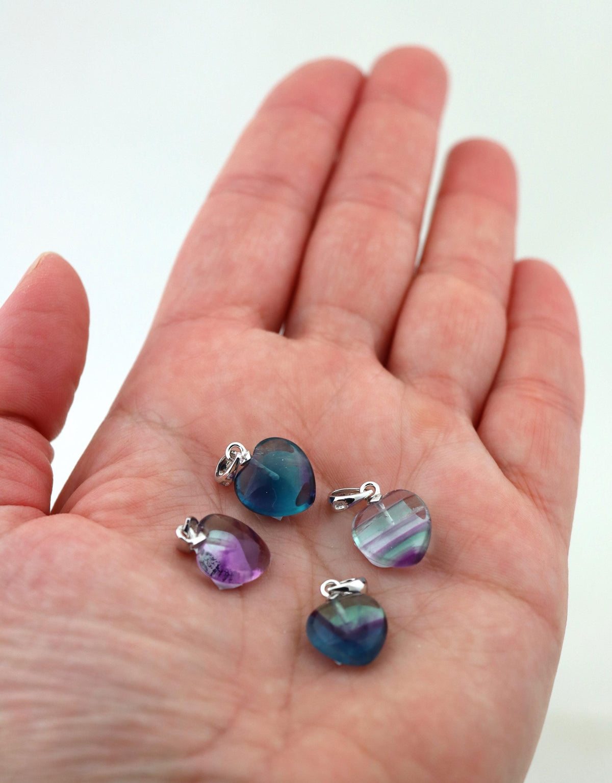 Fluorit Herz Anhänger aus 925 Silber – Regenbogenfluorit Schmuck – Bild 7