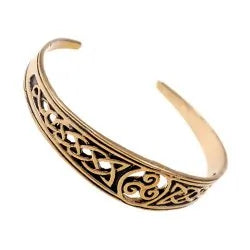 Schmaler keltischer Armreif aus Bronze mit Flechtband und Triskele