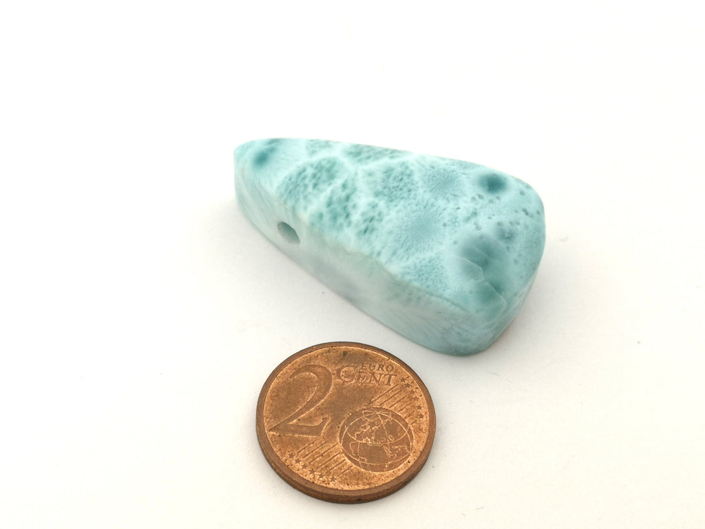 Larimar Anhänger 79,9 ct – AAA Pektolith, quergebohrtes blaues Unikat aus der Dominikanischen Republik | LAR384 – Ansicht 4