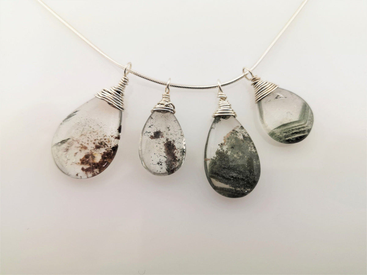 Lodolite Einschlussquarz Anhänger 925 Silber,wire wrapped,Bergkristall Anhänger,Inklusenquarz Anhänger,Lodolith Anhänger,Phantom Quarz Kette – Bild 1