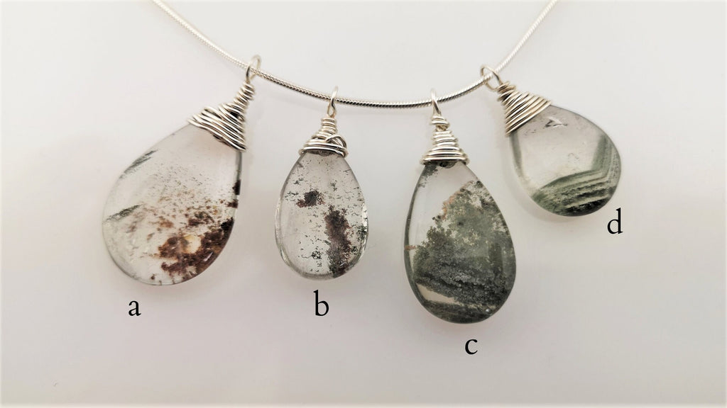 Lodolite Einschlussquarz Anhänger 925 Silber,wire wrapped,Bergkristall Anhänger,Inklusenquarz Anhänger,Lodolith Anhänger,Phantom Quarz Kette – Bild 2