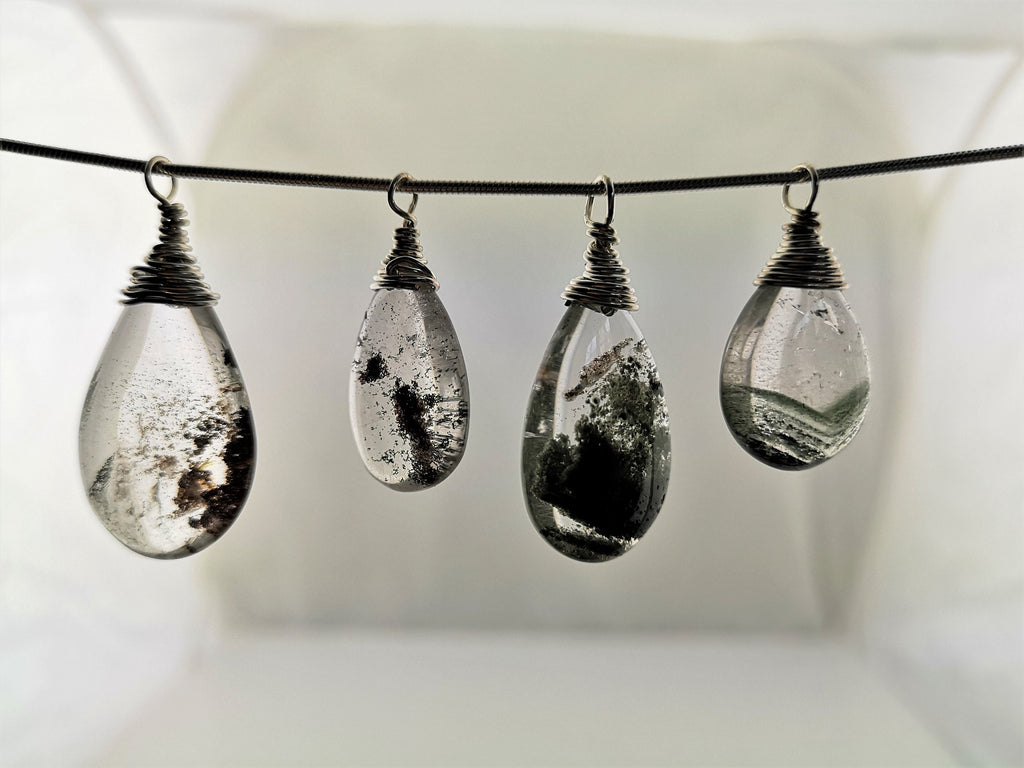 Lodolite Einschlussquarz Anhänger 925 Silber,wire wrapped,Bergkristall Anhänger,Inklusenquarz Anhänger,Lodolith Anhänger,Phantom Quarz Kette – Bild 3