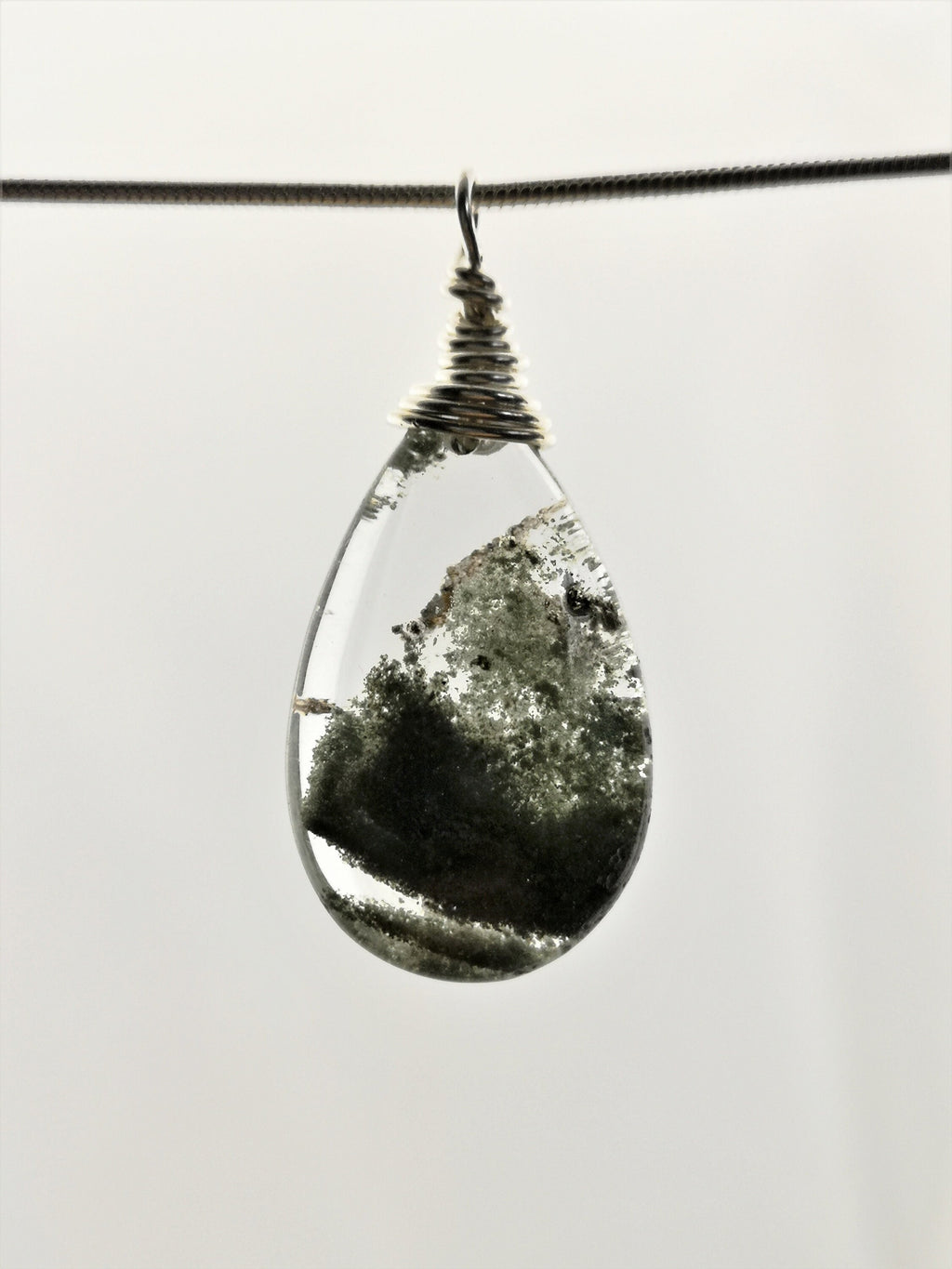 Lodolite Einschlussquarz Anhänger 925 Silber,wire wrapped,Bergkristall Anhänger,Inklusenquarz Anhänger,Lodolith Anhänger,Phantom Quarz Kette – Bild 5