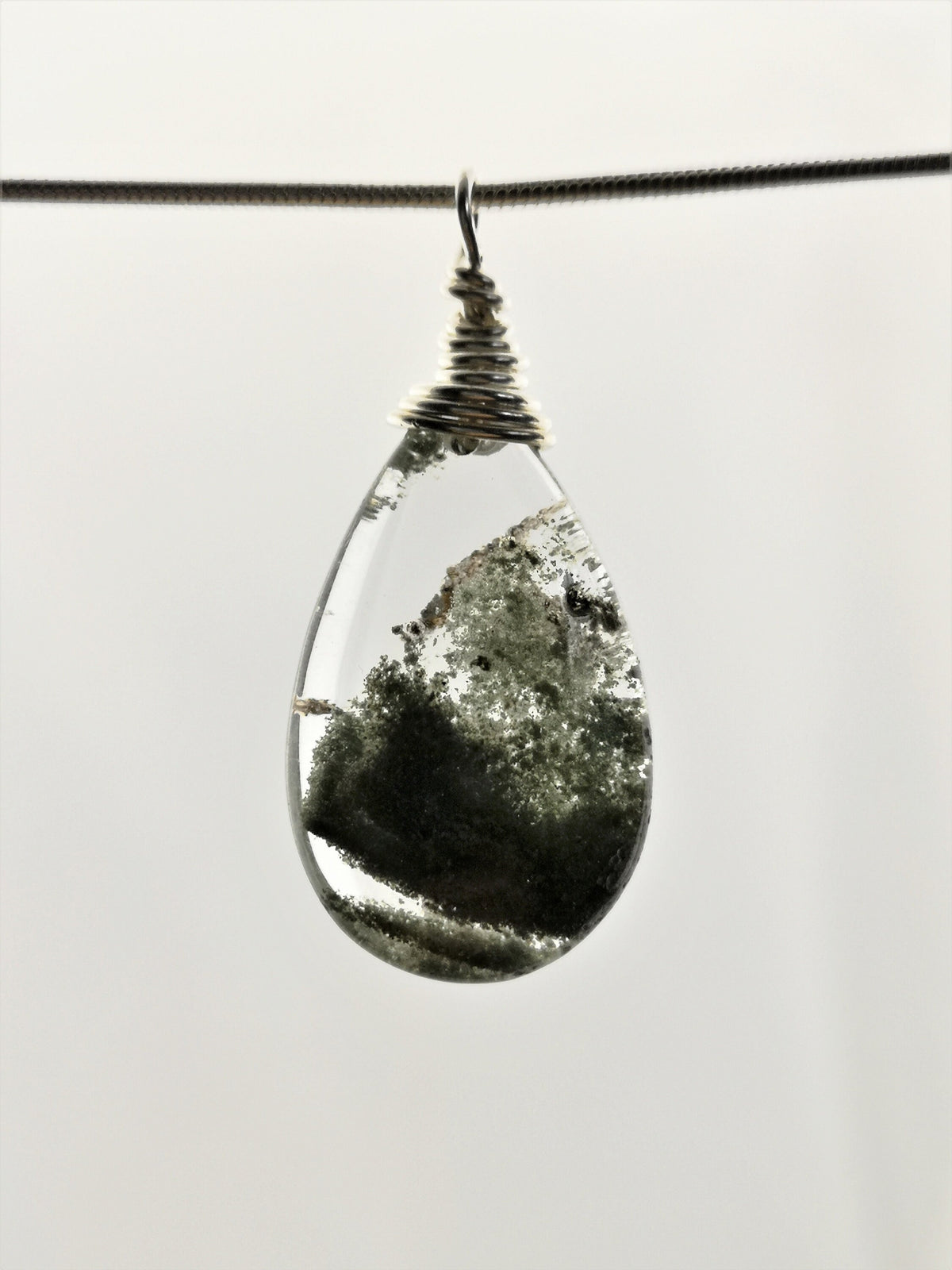 Lodolite Einschlussquarz Anhänger 925 Silber,wire wrapped,Bergkristall Anhänger,Inklusenquarz Anhänger,Lodolith Anhänger,Phantom Quarz Kette – Bild 5