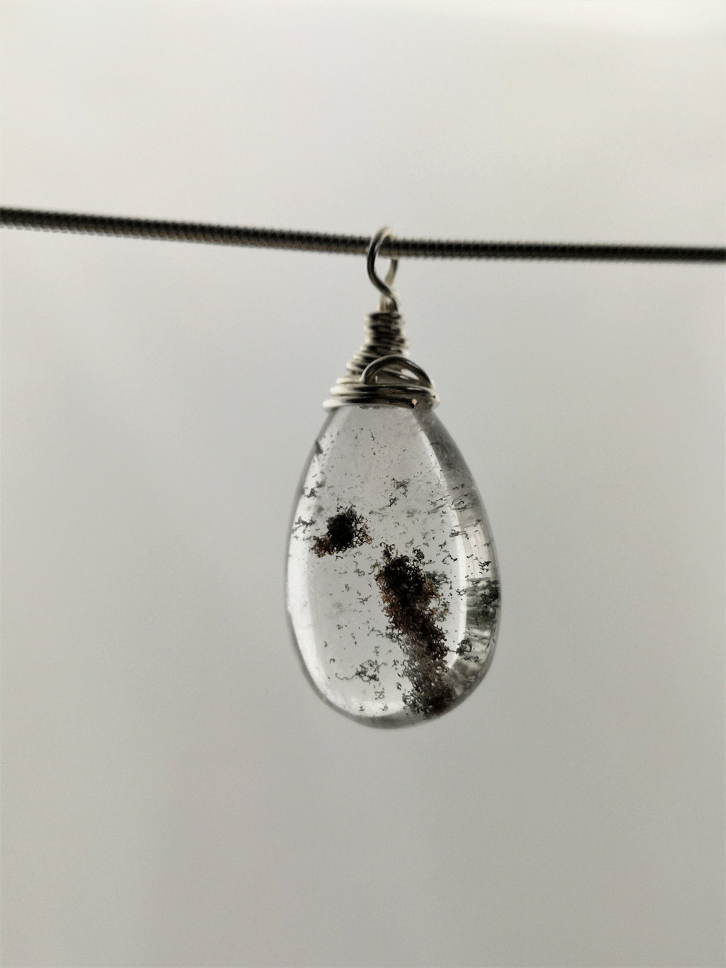 Lodolite Einschlussquarz Anhänger 925 Silber,wire wrapped,Bergkristall Anhänger,Inklusenquarz Anhänger,Lodolith Anhänger,Phantom Quarz Kette – Bild 6