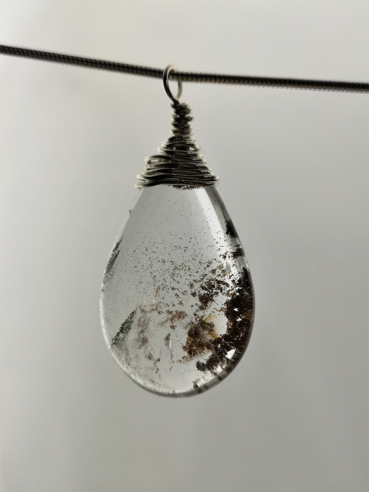 Lodolite Einschlussquarz Anhänger 925 Silber,wire wrapped,Bergkristall Anhänger,Inklusenquarz Anhänger,Lodolith Anhänger,Phantom Quarz Kette – Bild 7