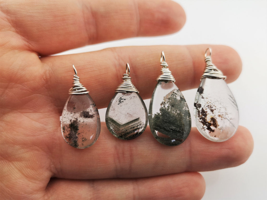 Lodolite Einschlussquarz Anhänger 925 Silber,wire wrapped,Bergkristall Anhänger,Inklusenquarz Anhänger,Lodolith Anhänger,Phantom Quarz Kette – Bild 8