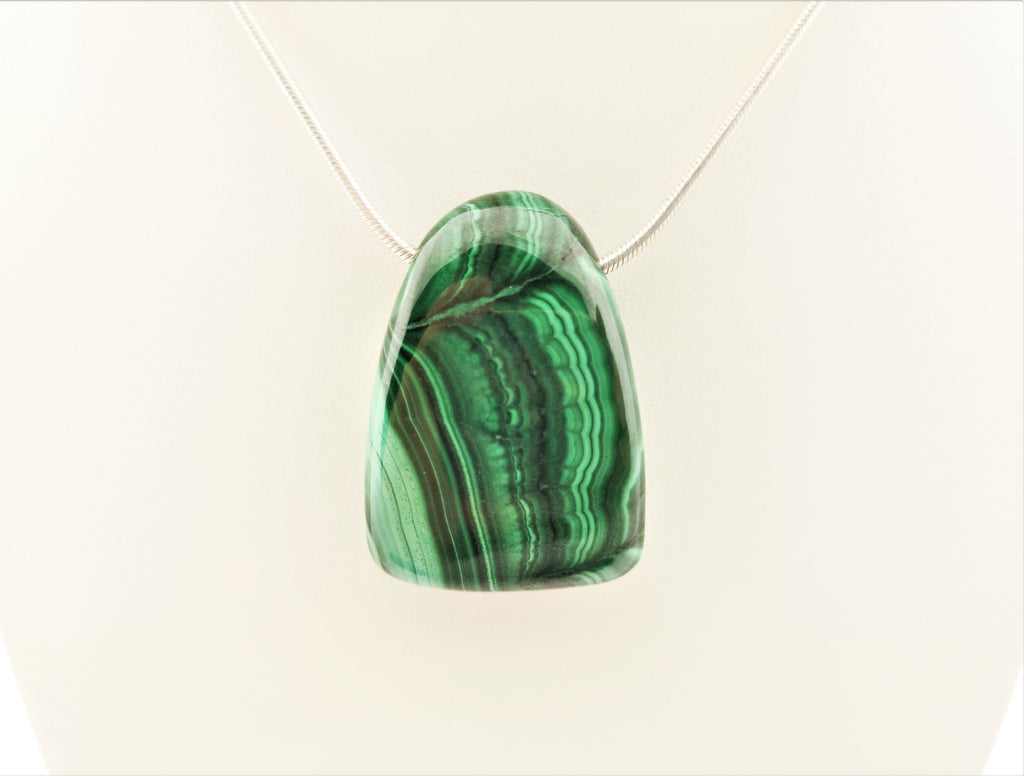 Malachit Anhänger gebohrt – grüner Naturstein mit Bänderung, AAA Qualität, ca. 35 × 25 mm – Bild 10