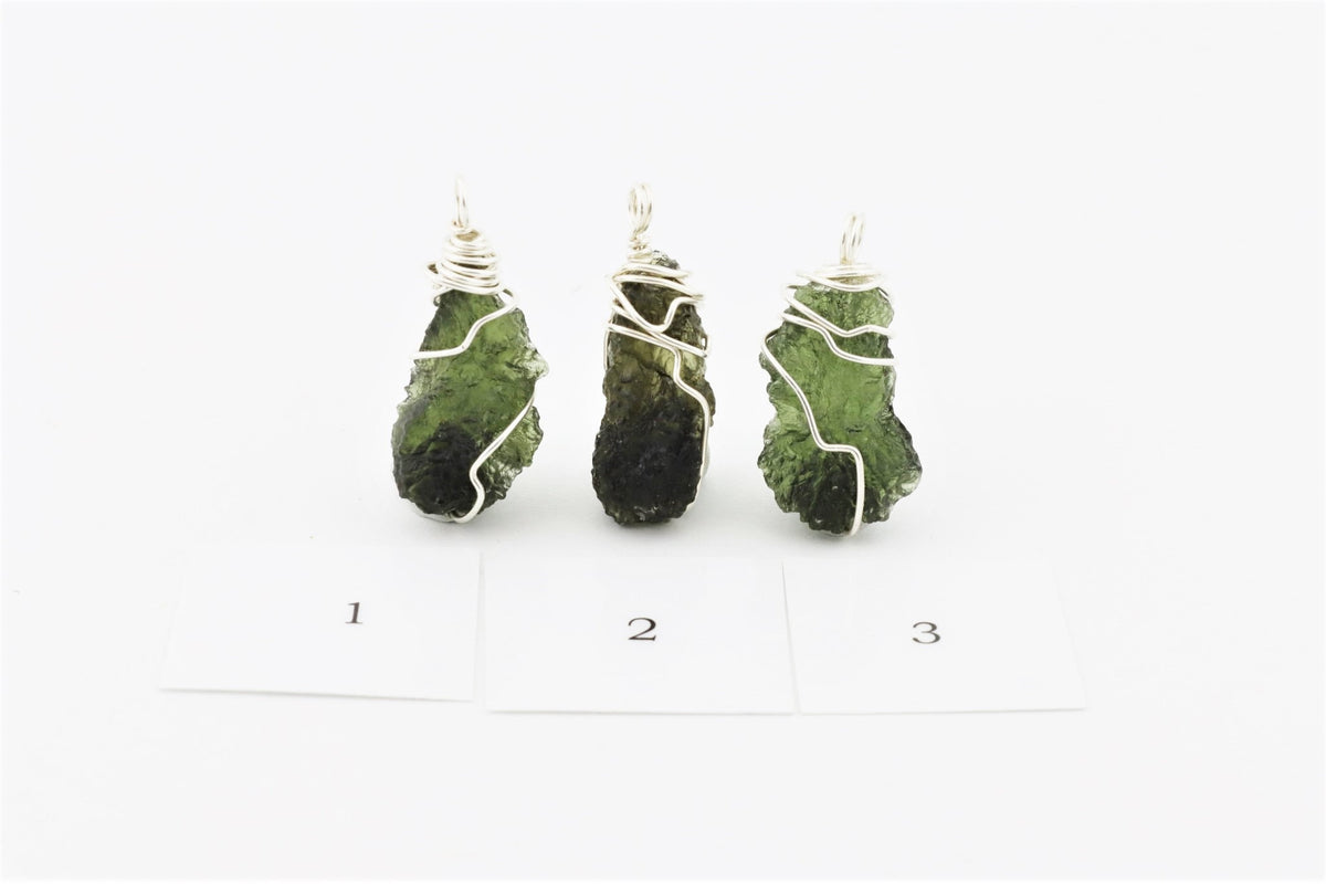 Moldavit Anhänger aus Böhmen – 925 Silber Wire Wrapping – 18 ct – Bild 2