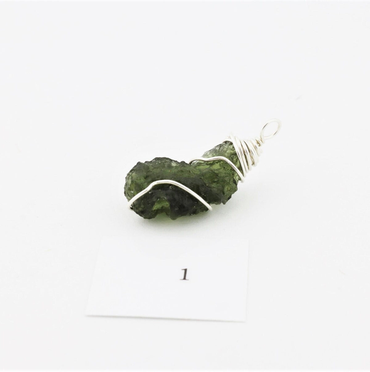 Moldavit Anhänger aus Böhmen – 925 Silber Wire Wrapping – 18 ct – Bild 3