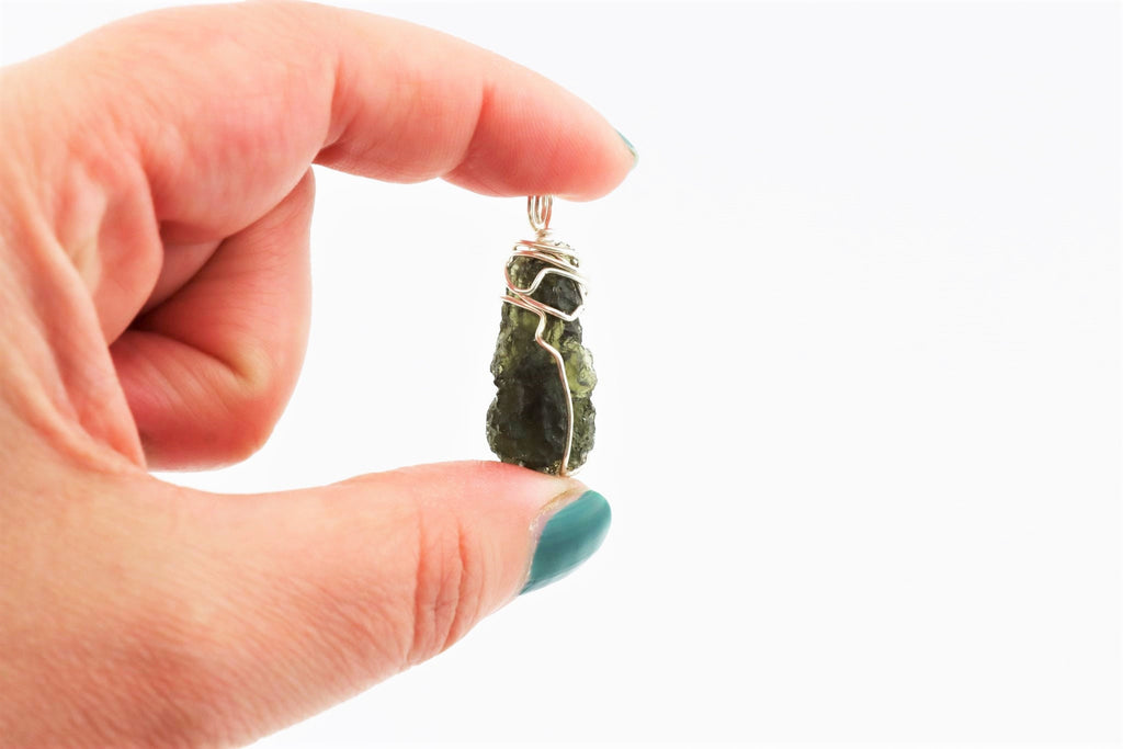 Moldavit Anhänger aus Böhmen – 925 Silber Wire Wrapping – 18 ct – Bild 6