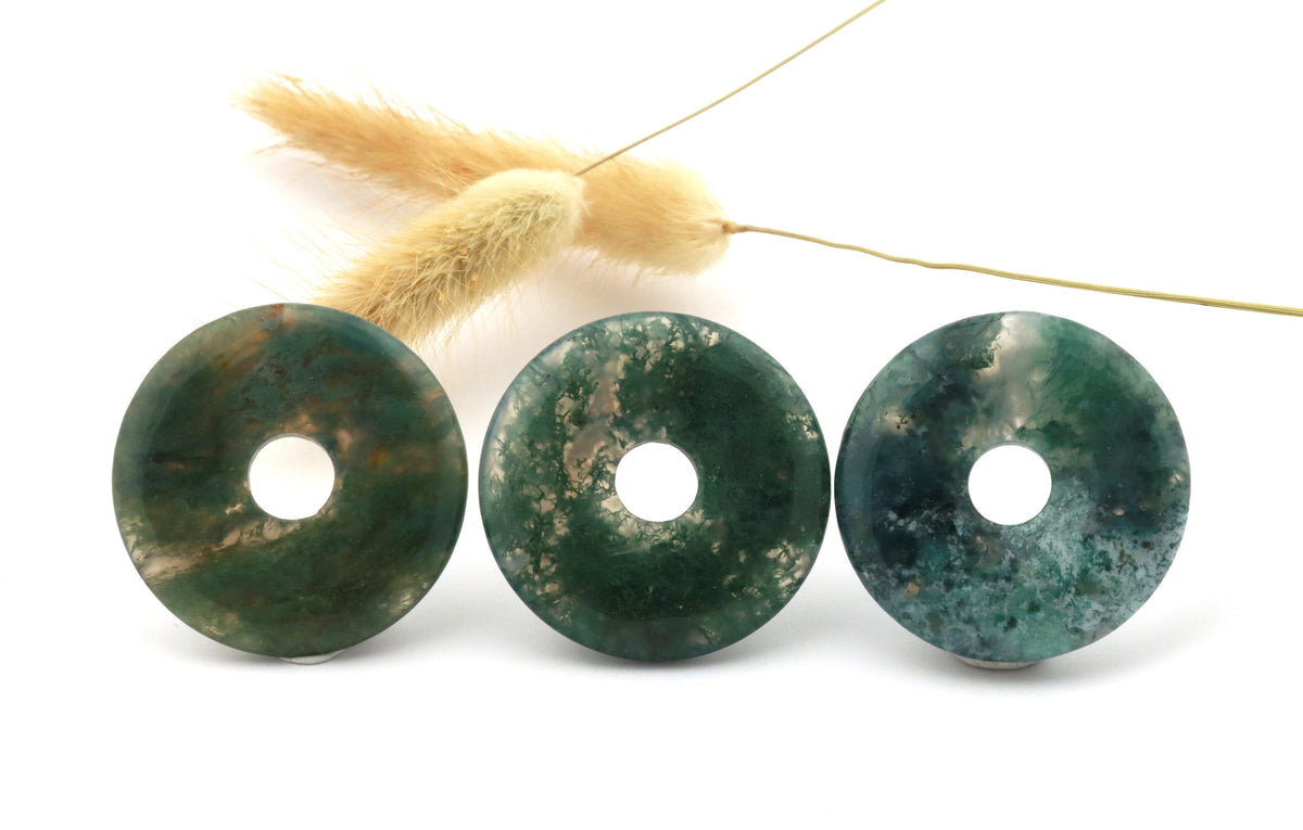 Moosachat Donuts 40 mm – Etsy-Hauptbild mit allen Steinen