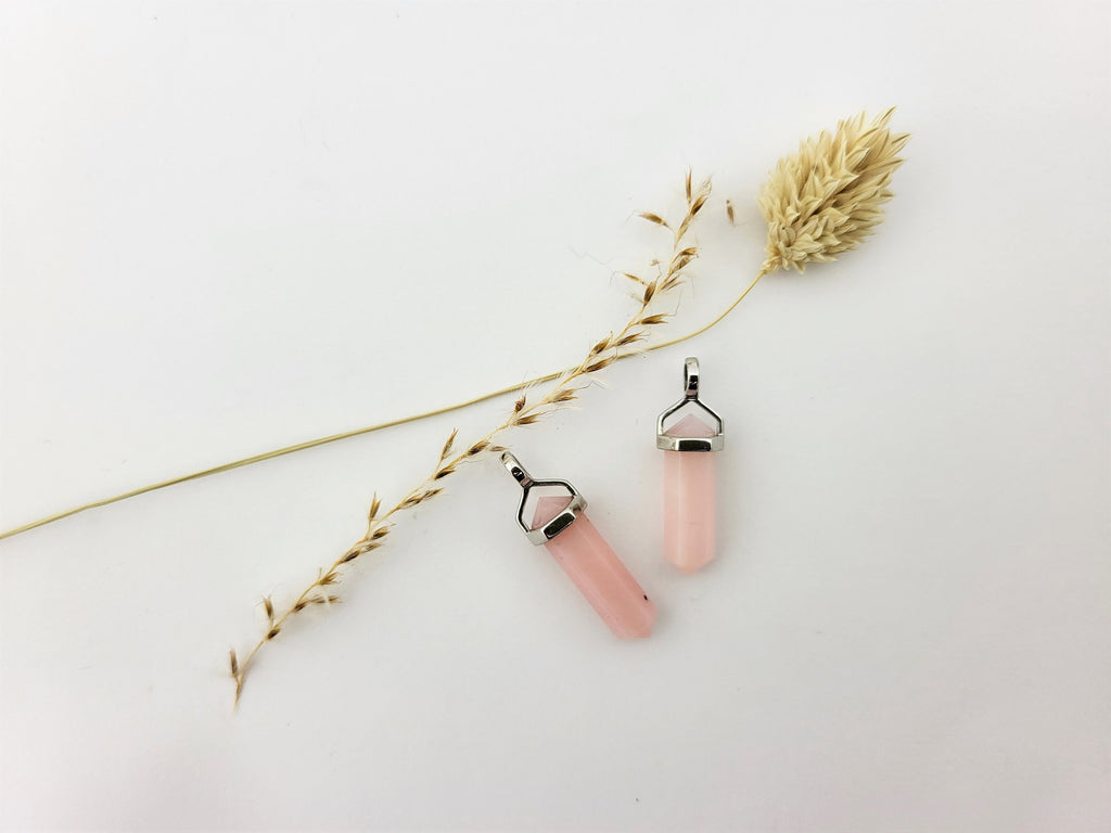 Pink Opal Anhänger 925 Silber – rosa Andenopal Doppelender aus Peru – Bild 1