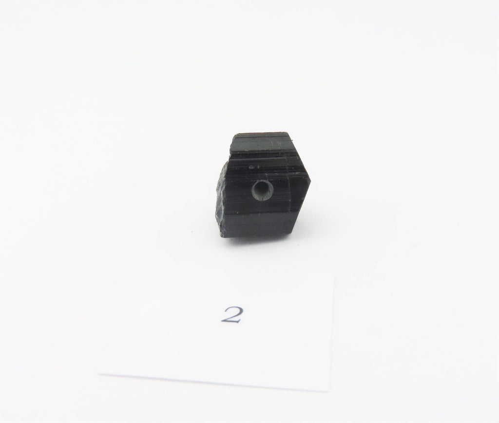 Schwarzer Turmalin Anhänger gebohrt – Schörl aus Madagaskar – ca. 20 × 17 mm – Bild 5