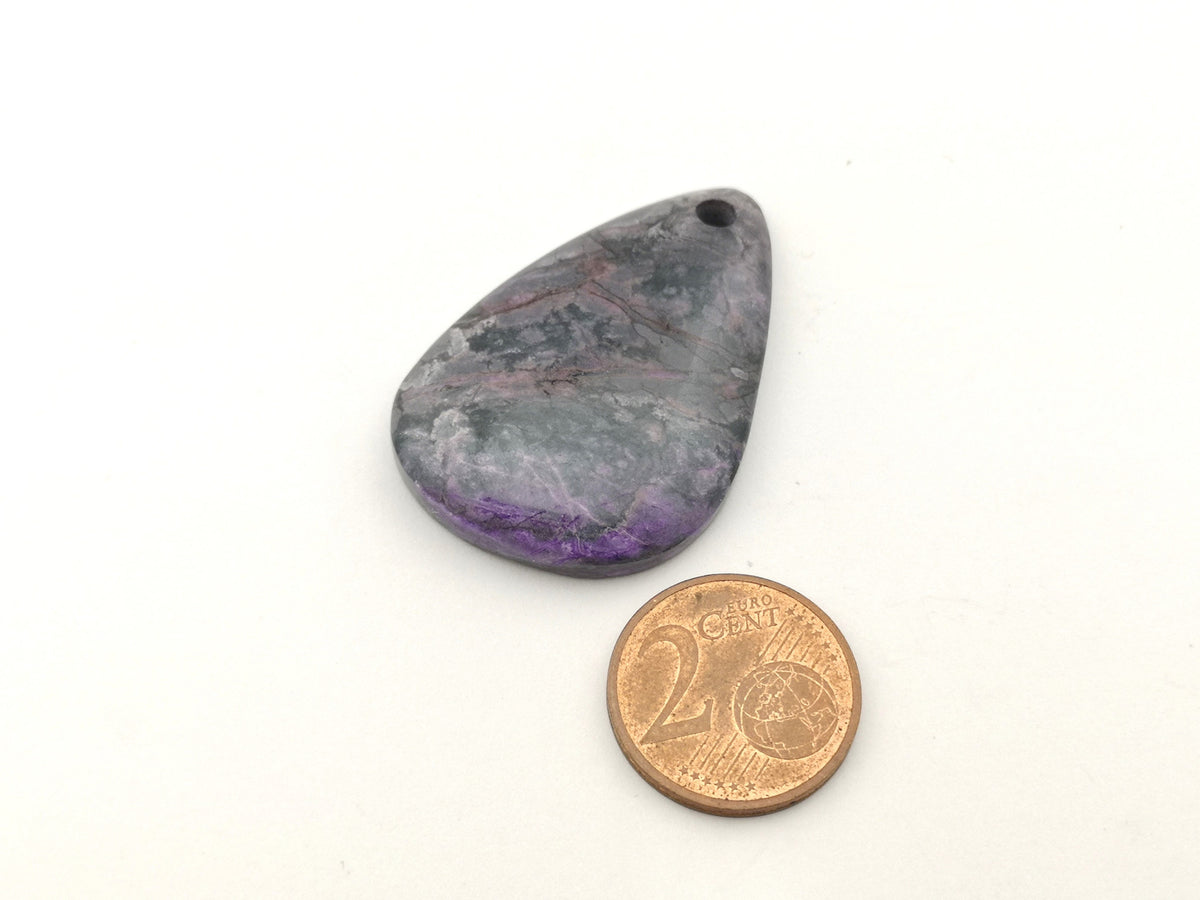 Sugilith Anhänger 54 ct – gebohrter violetter Edelstein mit Baumwollband | Sug244 – Ansicht 3