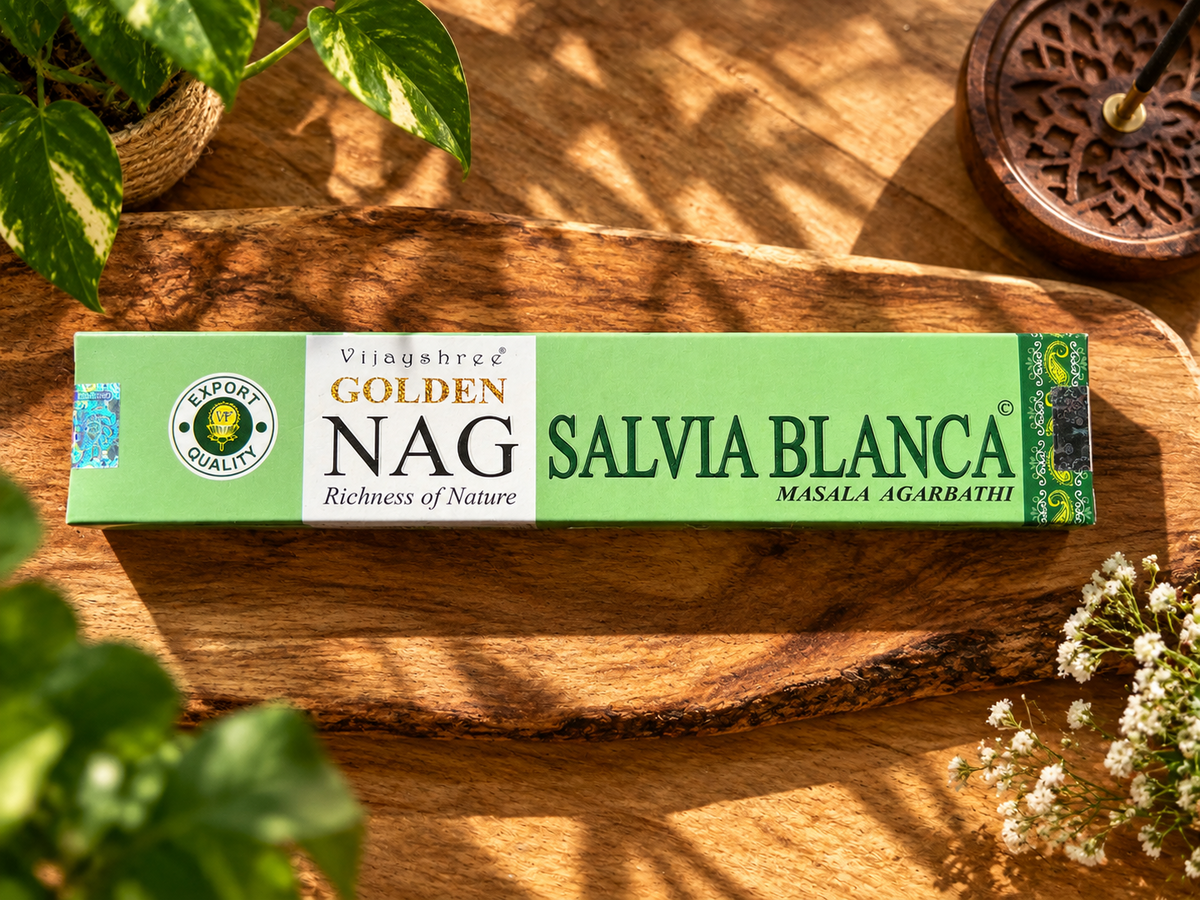 Vijayshree Golden Nag Weißer Salbei – Räucherstäbchen 15 g